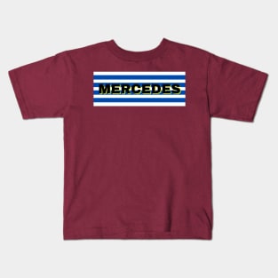 Mercedes City in Uruguay Flag Stripes Kids T-Shirt